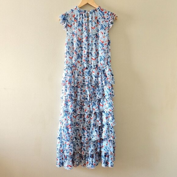 Aritzia Little Moon Rarity Blue Floral Feminine Ruffle Midi Dress Size XS. - Picture 13 of 16